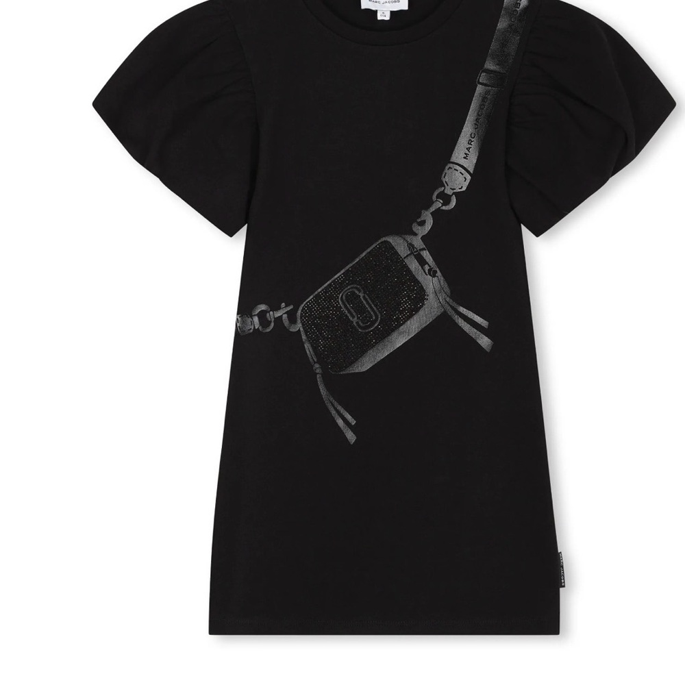 Marc Jacobs Black Short Sleeve Tee with Metallic Bag Print